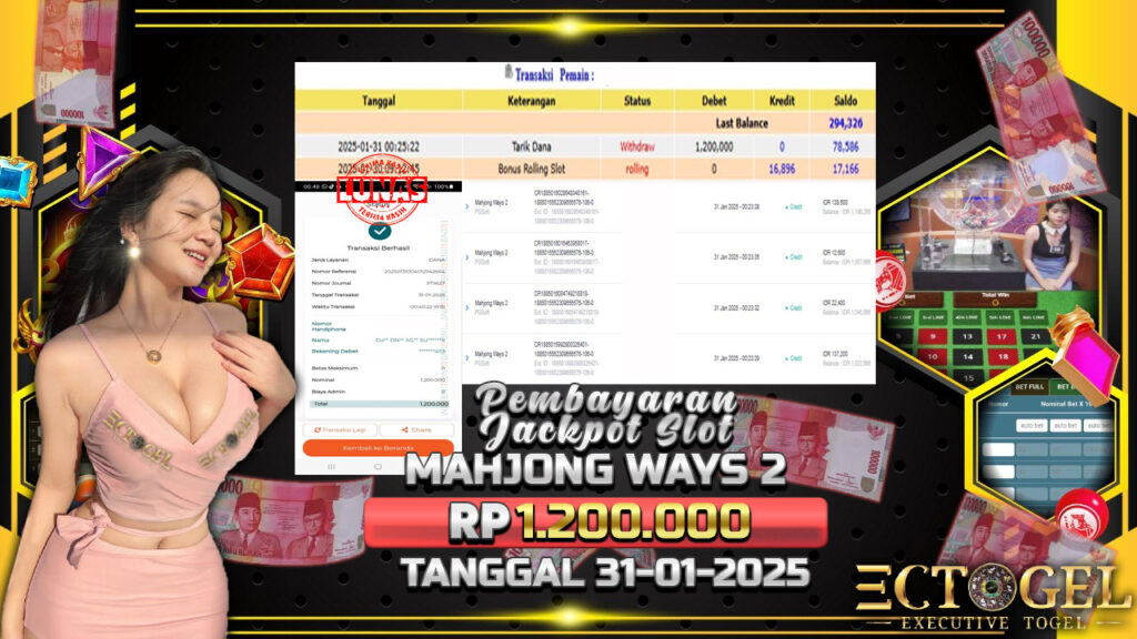 BUKTI JACKPOT SLOT MAHJONG WAYS 2 TERPERCAYA DI INDONESIA TGL 31-01-2025