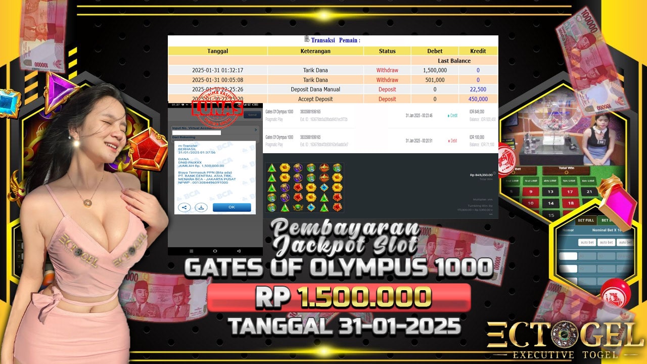 BUKTI JACKPOT SLOT GATES OF OLYMPUS 1000 TERPERCAYA DI INDONESIA TGL 31-01-2025