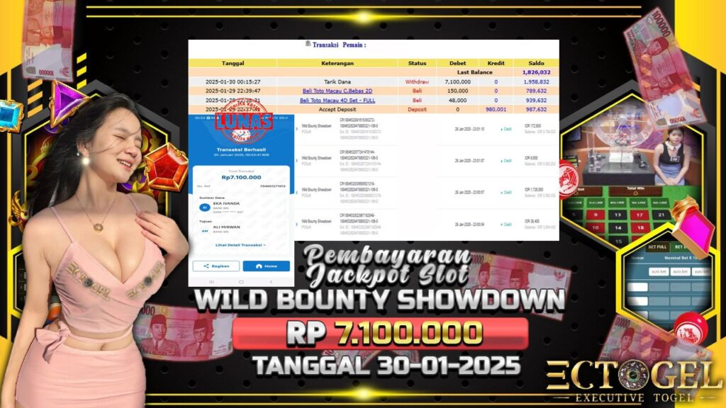 BUKTI JACKPOT SLOT WILD BOUNTY SHOWDOWN TERPERCAYA DI INDONESIA TGL 30-01-2025