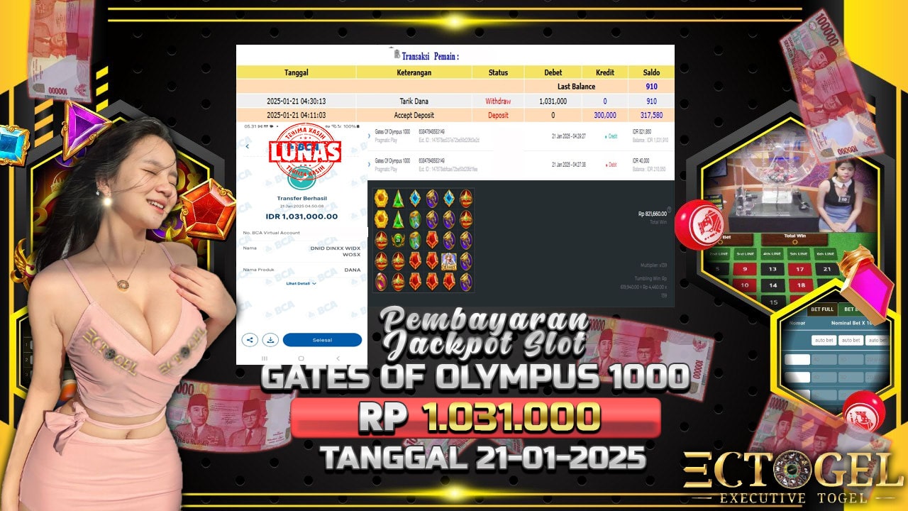 BUKTI JACKPOT SLOT GATES OF OLYMPUS 1000 TERPERCAYA DI INDONESIA TGL 21-01-2025