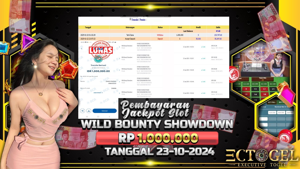 BUKTI JACKPOT SLOT WILD BOUNTY SHOWDOWN TERPERCAYA DI INDONESIA TGL 23-01-2025