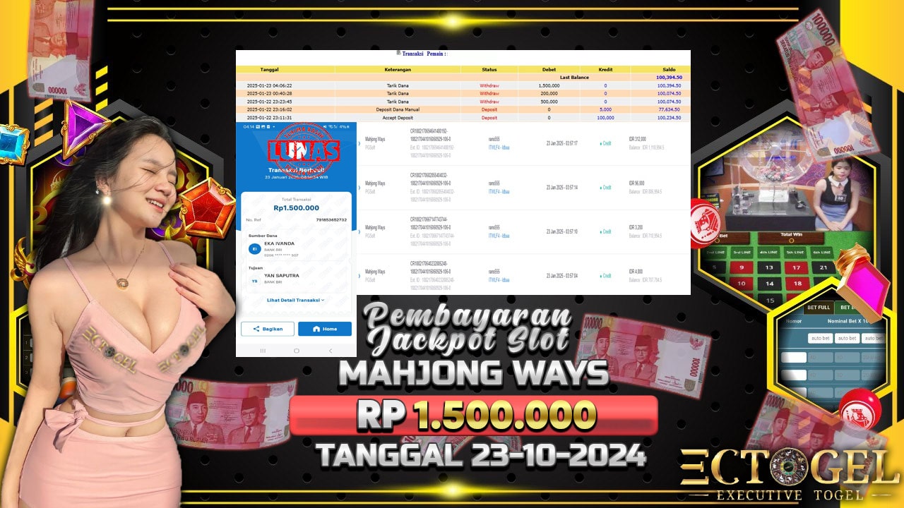 BUKTI JACKPOT SLOT MAHJONG WAYS TERPERCAYA DI INDONESIA TGL 22-01-2025