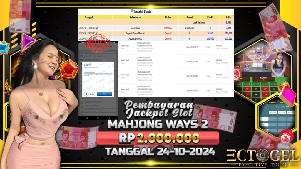 BUKTI JACKPOT SLOT MAHJONG WAYS 2 TERPERCAYA DI INDONESIA TGL 24-01-2025