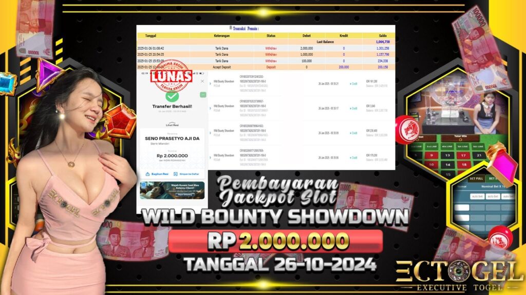 BUKTI JACKPOT SLOT WILD BOUNTY SHODOWN TERPERCAYA DI INDONESIA TGL 26-01-2025