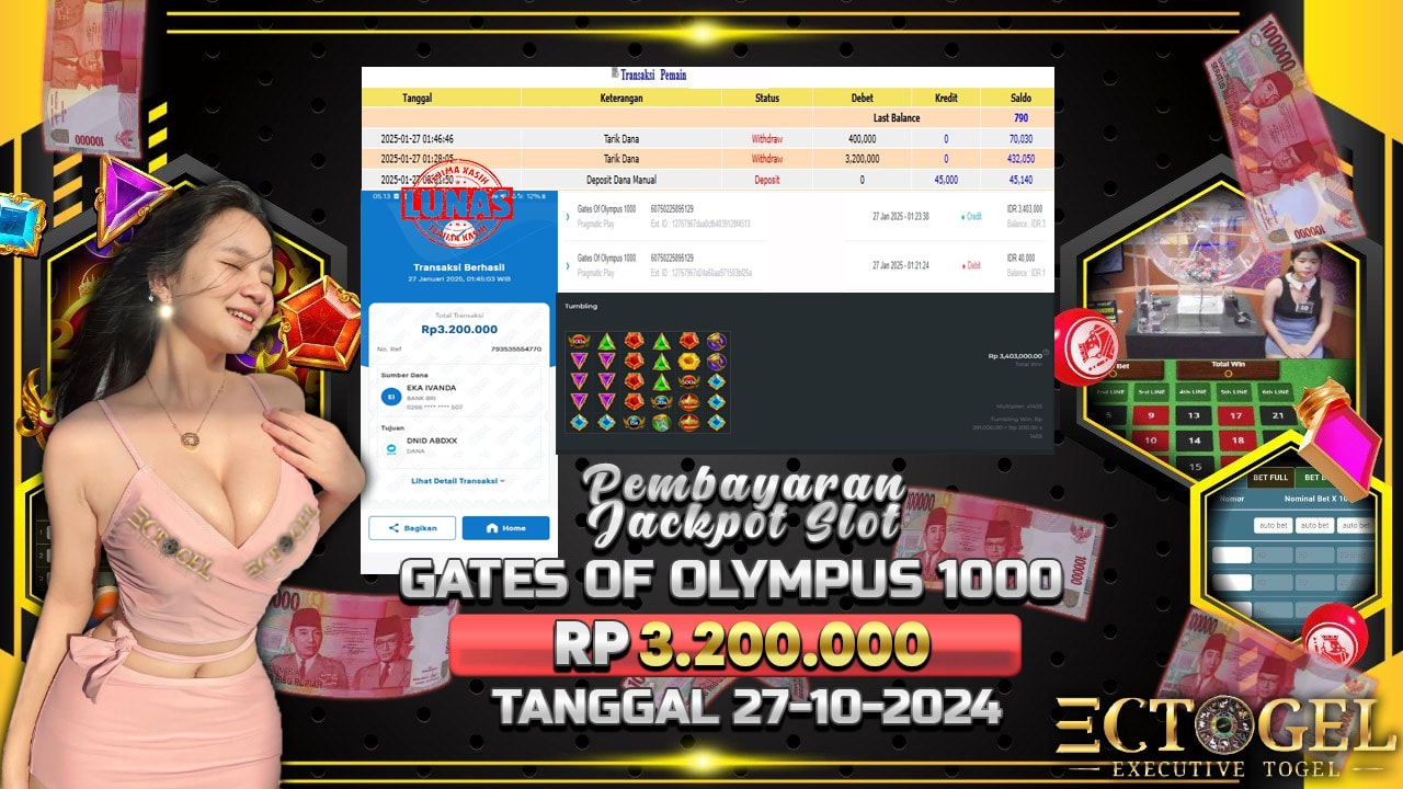 BUKTI JACKPOT SLOT GATES OF OLYMPUS 1000 TERPERCAYA DI INDONESIA TGL 27-01-2025