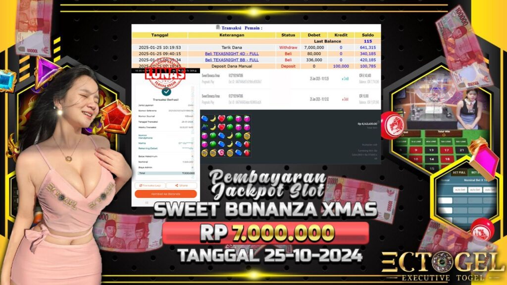 BUKTI JACKPOT SLOT SWEET BONANZA XMAS TERPERCAYA DI INDONESIA TGL 25-01-2025