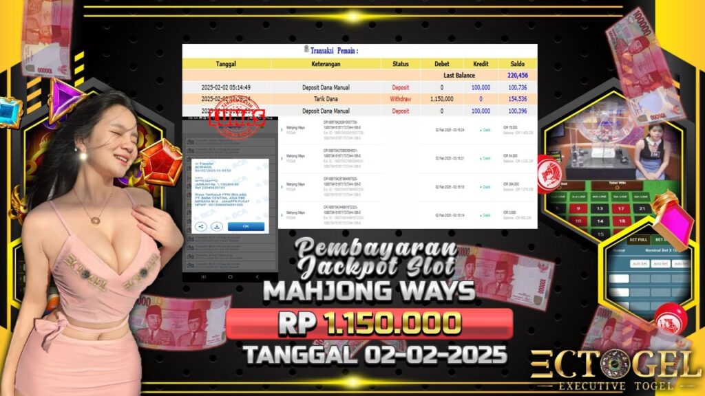 BUKTI JACKPOT SLOT MAHJONG WAYS 2 TERPERCAYA DI INDONESIA TGL 02-02-2025