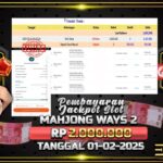 BUKTI JACKPOT SLOT MAHJONG WAS 2 TERPERCAYA DI INDONESIA TGL 01-02-2025