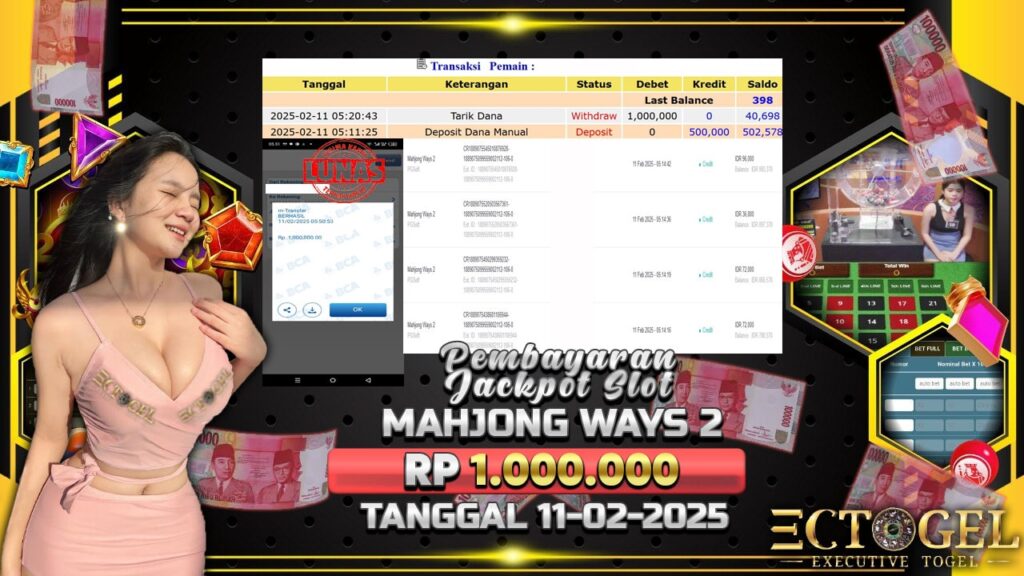 BUKTI JACKPOT SLOT MAHJONG WAYS 2 TERPERCAYA DI INDONESIA TGL 11-02-2025