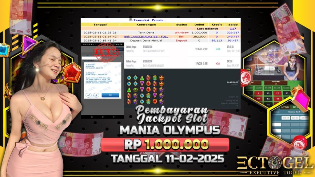 BUKTI JACKPOT SLOT MANIA OLYMPUS TERPERCAYA DI INDONESIA TGL 11-02-2025