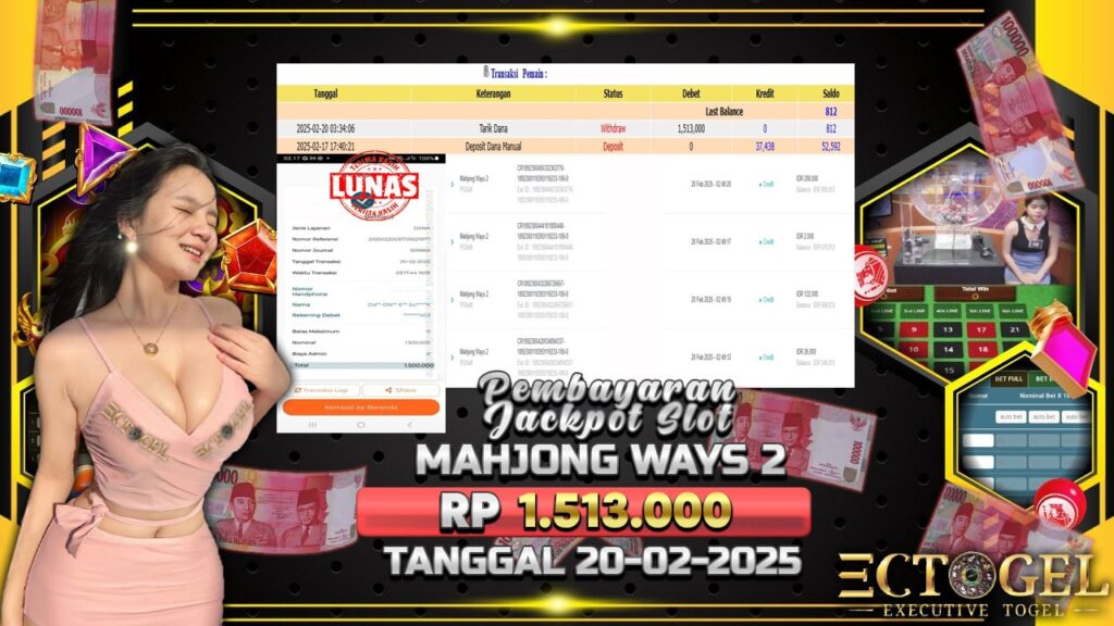 BUKTI JACKPOT SLOT MAJONG WAYS 2 TERPERCAYA DI INDONESIA TGL 20-02-2025