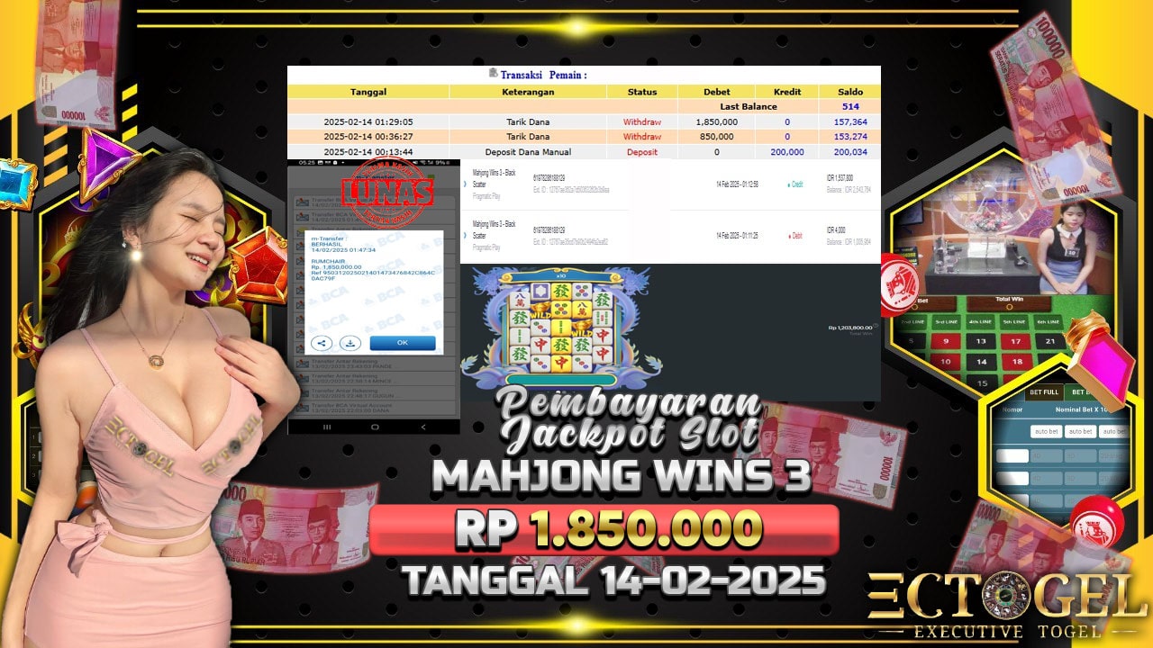 BUKTI JACKPOT SLOT MAHJONG WINS 3 TERPERCAYA DI INDONESIA TGL 14-02-2025