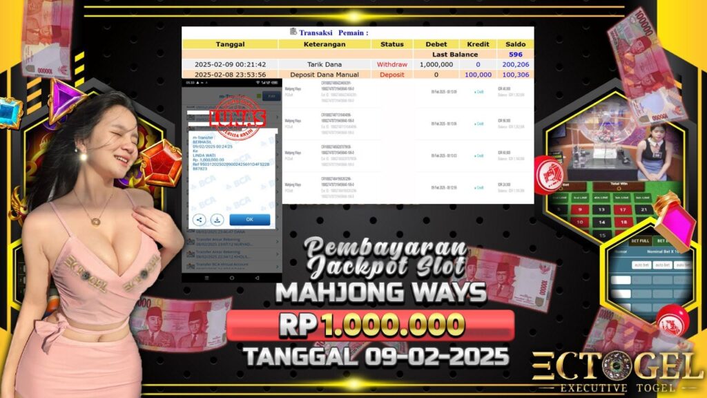 BUKTI JACKPOT SLOT MAHJONG WAYS TERPERCAYA DI INDONESIA TGL 09-02-2025