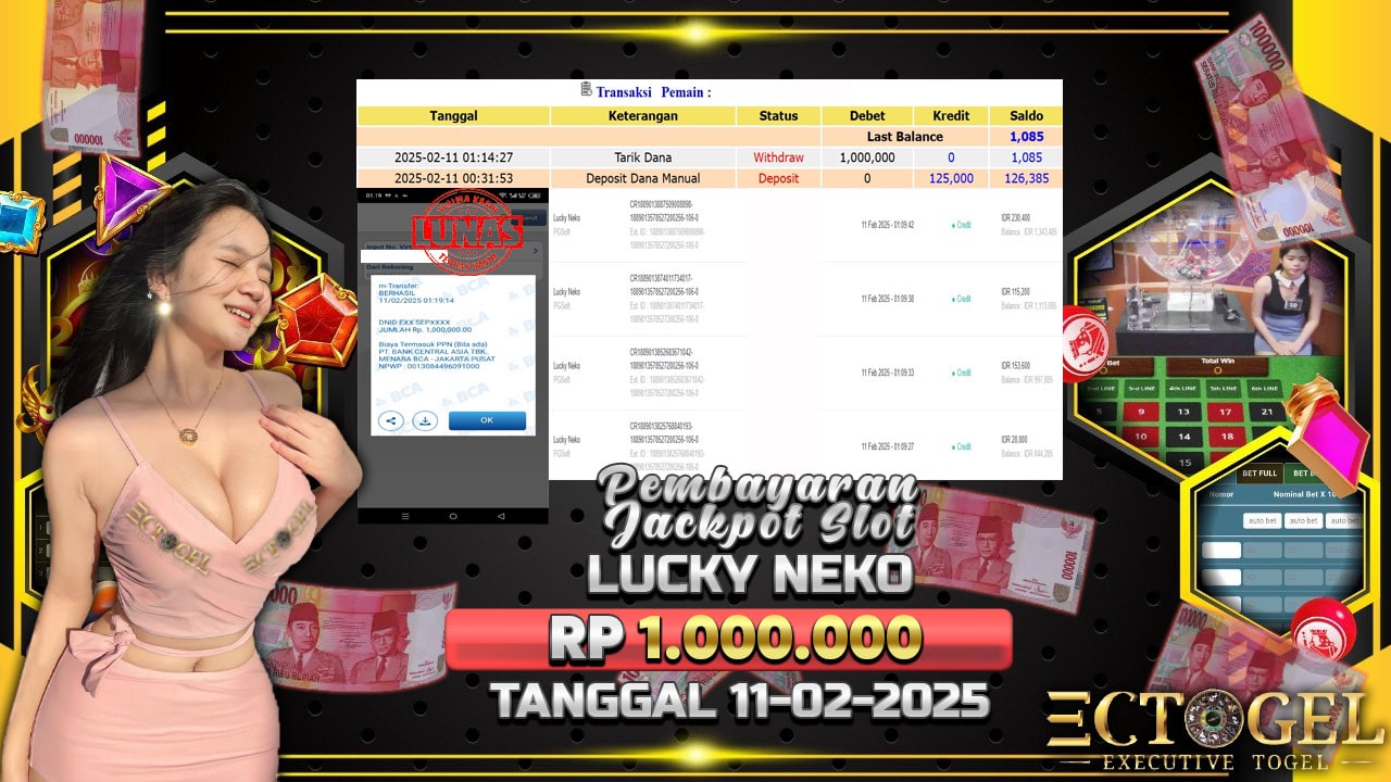 BUKTI JACKPOT SLOT LUCKY NEKO TERPERCAYA DI INDONESIA TGL 11-02-2025