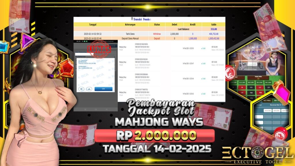 BUKTI JACKPOT SLOT MAHJONG WAYS TERPERCAYA DI INDONESIA TGL 14-02-2025