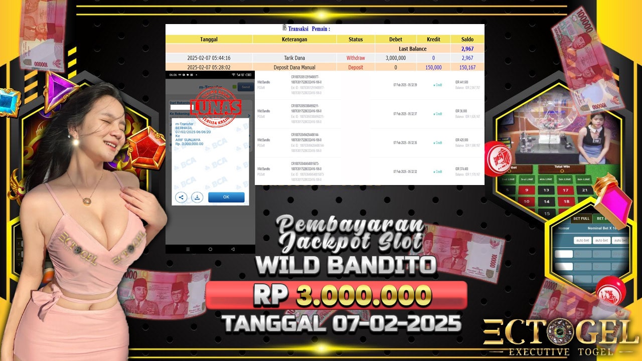 BUKTI JACKPOT SLOT WILD BANDITO TERPERCAYA DI INDONESIA TGL 07-02-2025