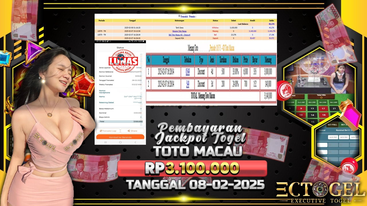 BUKTI JACKPOT TOGEL TOTO MACAU TERPERCAYA DI INDONESIA TGL 08-02-2025